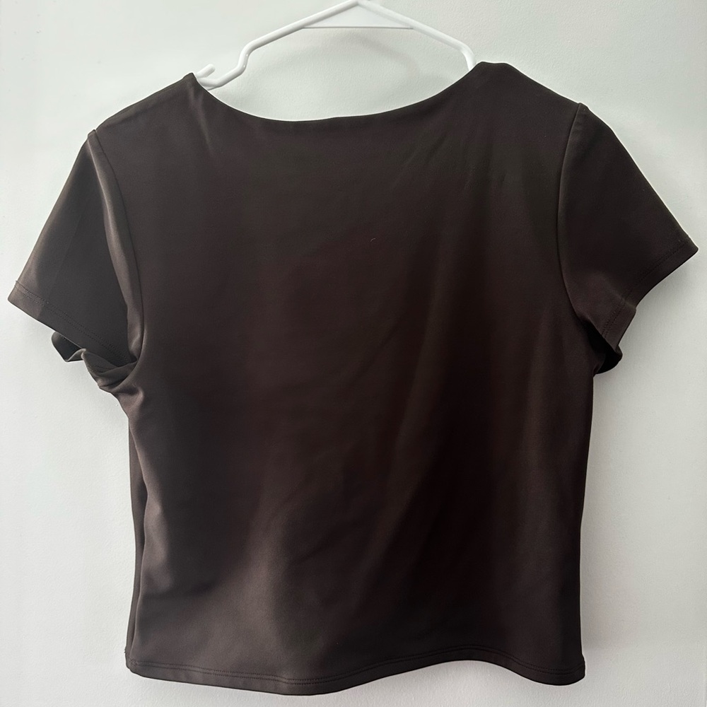 Express Chocolate Brown Short Sleeve Body Contour Tee - Picture 3 of 3